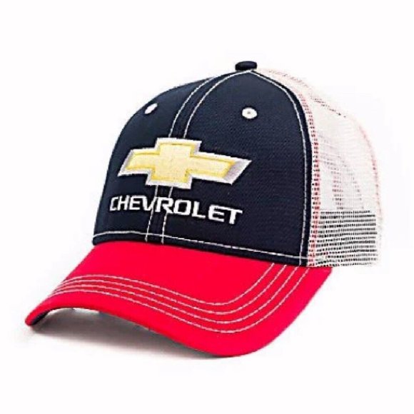 Chevrolet Chevy Embroidered Blue/Red Mesh Cap Hat - NEW FAST SHIPPING - Picture 1 of 4